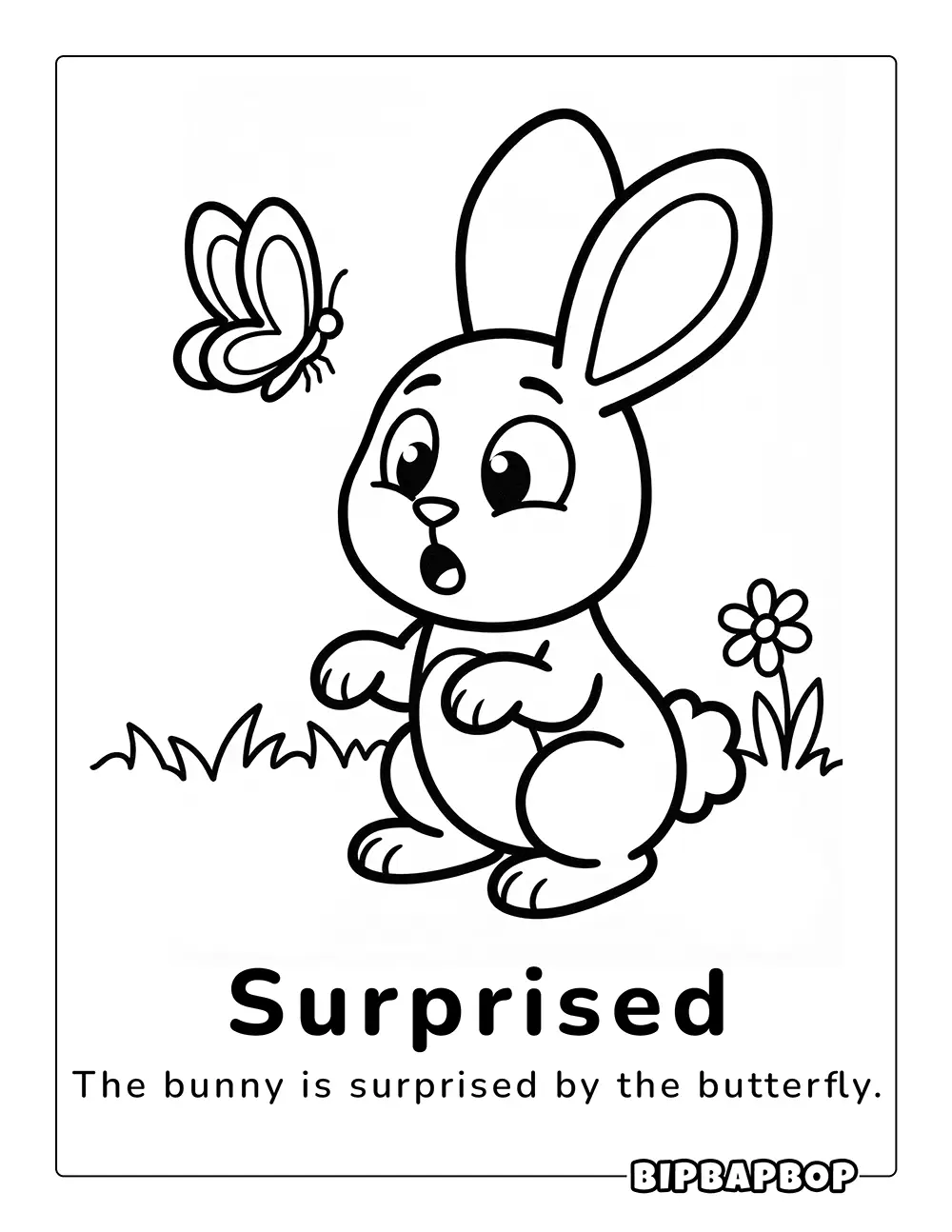 A rabbit surprised by a butterfly flying past