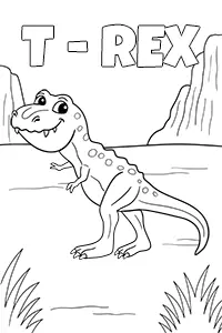 T-Rex Coloring Page Black & White