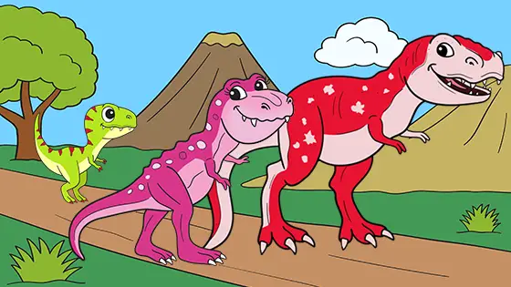 T-Rex Family Coloring Page Color