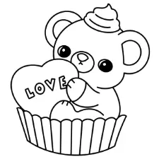 Teddy Bear Cupcake Coloring Page