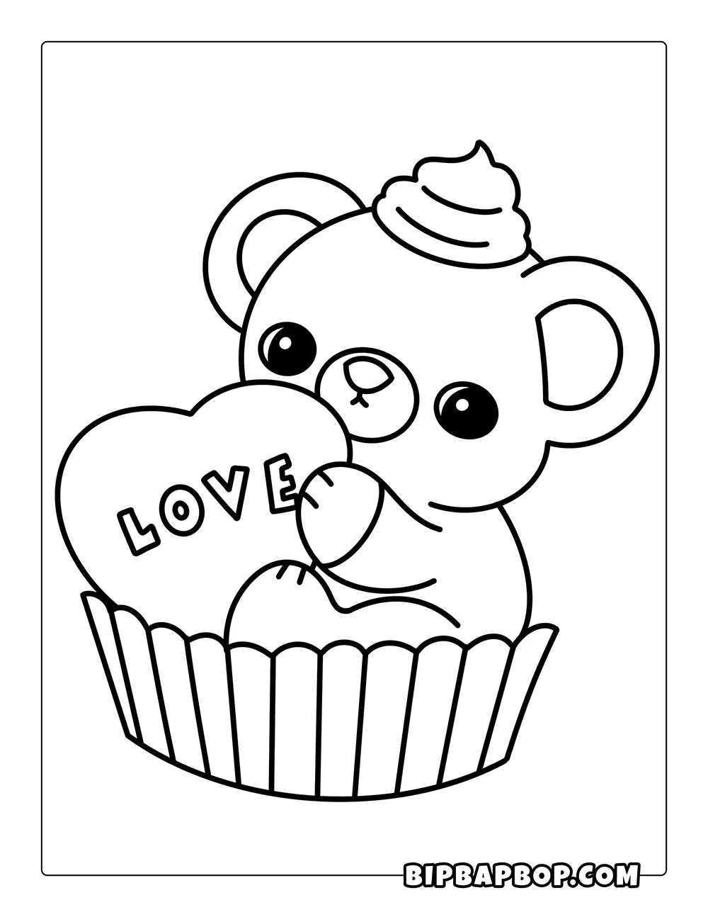 Teddy Bear Cupcake Coloring Page