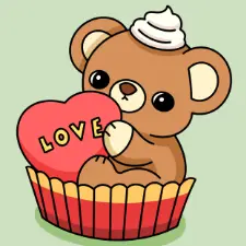 Teddy Bear Cupcake Coloring Page