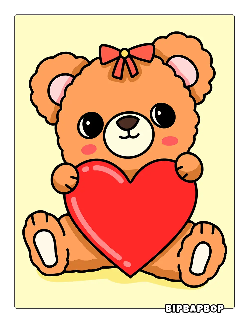 Teddy Bear Holding Heart Printable