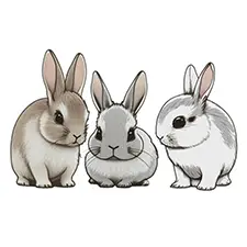 Three Baby Rabbits Coloring Page