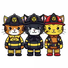 Three Cat Firemen Printable