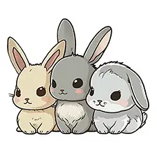 Three Cute Bunnies Coloring Page