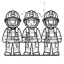 Three Fireman Printable Black & White