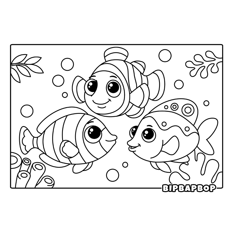 a girl by a fruit stall looking at tropical fish