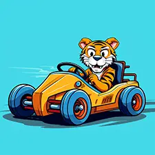 Tiger Driving Car Coloring Page