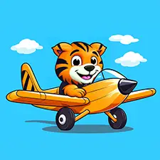 Tiger Flying Airplane Coloring Page