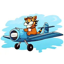 Tiger Pilot Flying Airplane Coloring Page