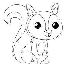 Tiny Squirrel Picture Coloring Page B&W