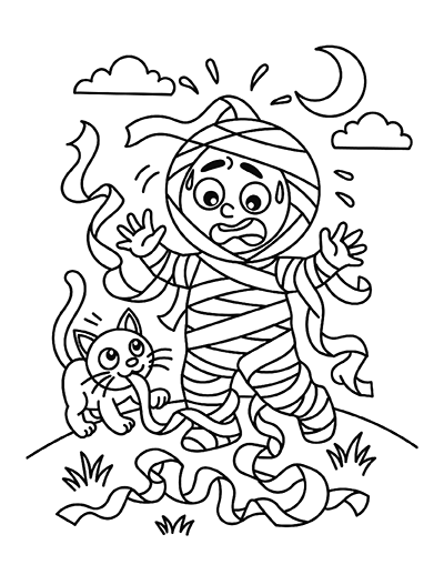 Tripping Mummy Coloring Page