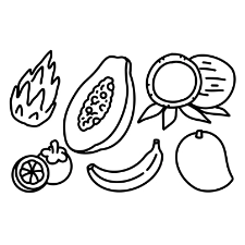 Tropical Fruits Coloring Page