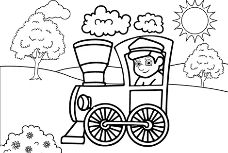 Train Operator Coloring Page Black & White