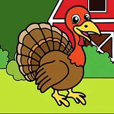 Turkey On A Farm Coloring Page