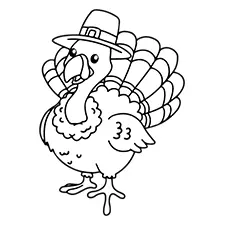 Turkey Wearing Pilgrim Hat Coloring Page Black & White