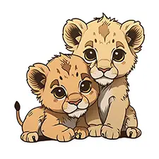 Two Baby Lions Coloring Page Color