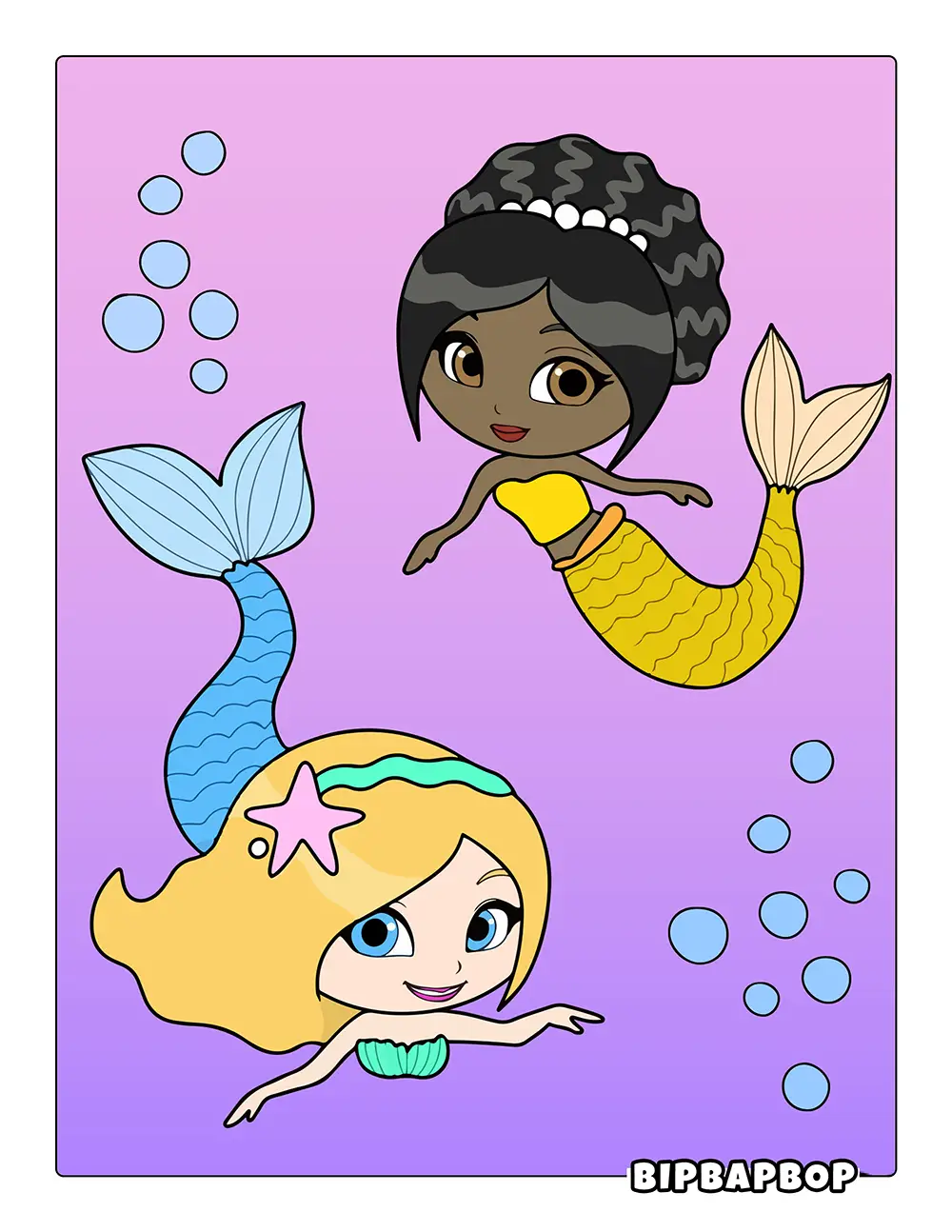 Two Beautiful Mermaids Printable