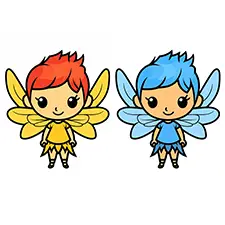 Two Cute Easy Fairies Coloring Page