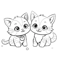 Two Cute Kittens Coloring Pictures Black & White