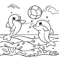 Two Dolphins Playing Coloring Page Black & White