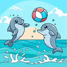 Two Dolphins Playing Coloring Page