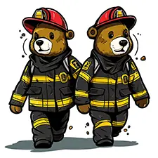 Two Firemen Bears Coloring Page