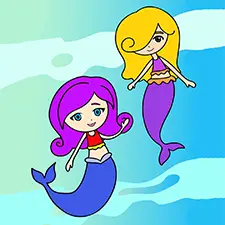 Two Simple Mermaids Coloring Pages