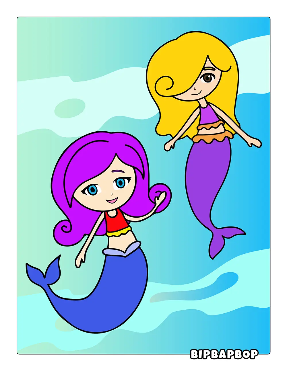 Two Simple Mermaids Printable