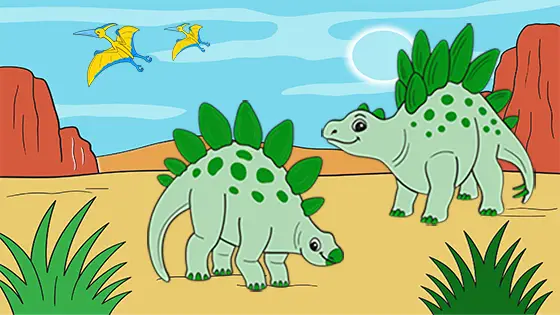 Two Stegosaurus Searching For Food Coloring Page Color
