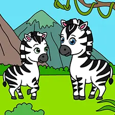 Two Zebras In A Field Coloring Page Color