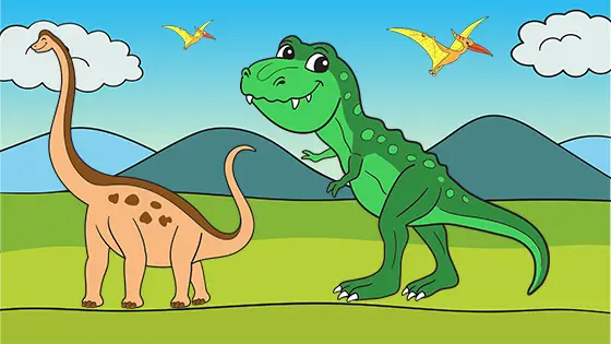 Diplodocus Escaping From T-Rex Coloring Page Color