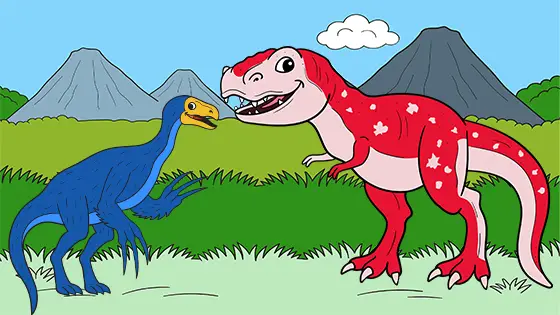 Tyrannosaurus Rex vs Therizinosaurus Coloring Page Color