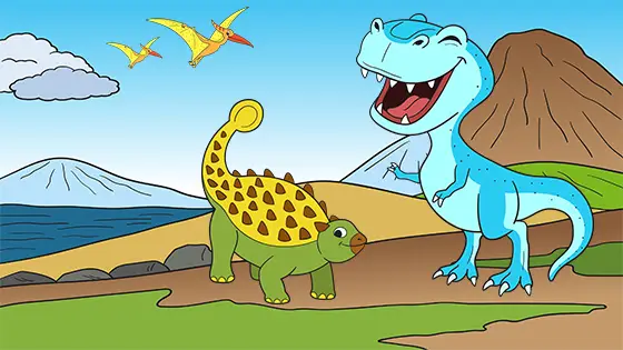 Tyrannosaurus vs Ankylosaurus Coloring Page Color