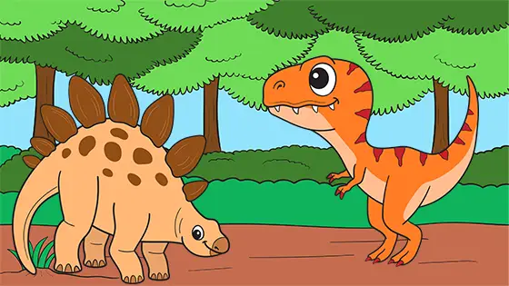 Tyrannosaurus vs Stegosaurus Coloring Page Color