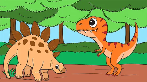 Stegosaurus vs Tyrannosaurus Coloring Page Color