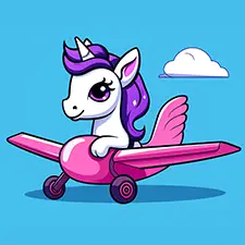 Unicorn Flying Airplane Coloring Page