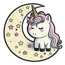 Unicorn Sitting on Moon Coloring Page