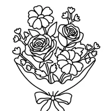 Valentines Bouquet Coloring Page