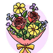 Valentines Bouquet Coloring Page