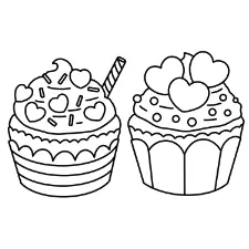 Valentines Cupcakes Coloring Page