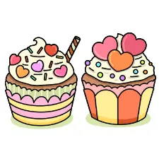 Valentines Cupcakes Coloring Page