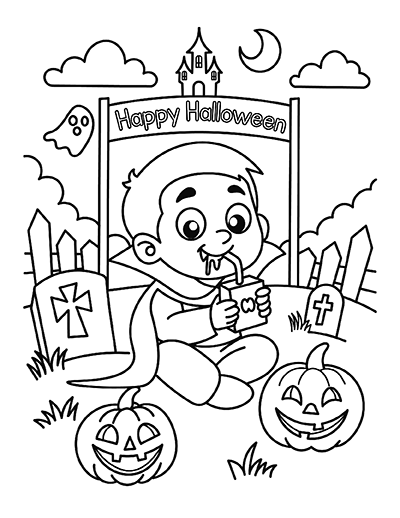 Vampire Drinking Juice Coloring Page