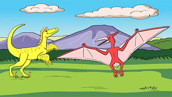 Pterodactyl vs Velociraptor Coloring Sheet Color