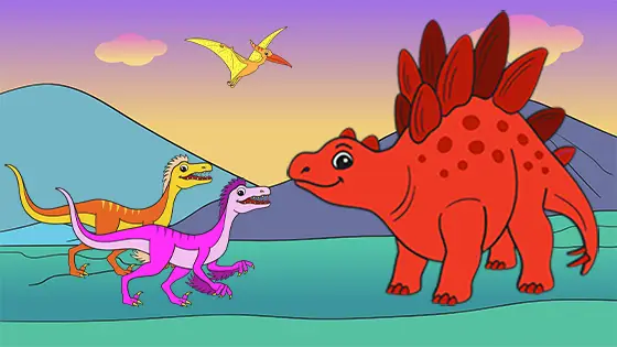 Velociraptor vs Stegosaurus Coloring Page Color