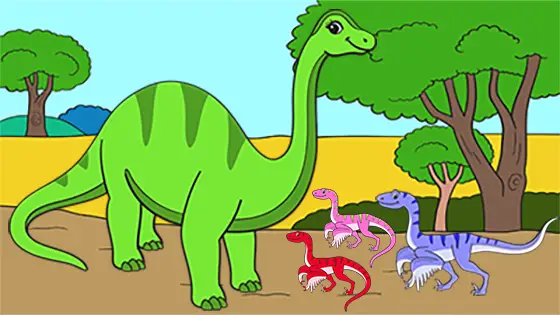Diplodocus vs Velociraptors Coloring Page Color