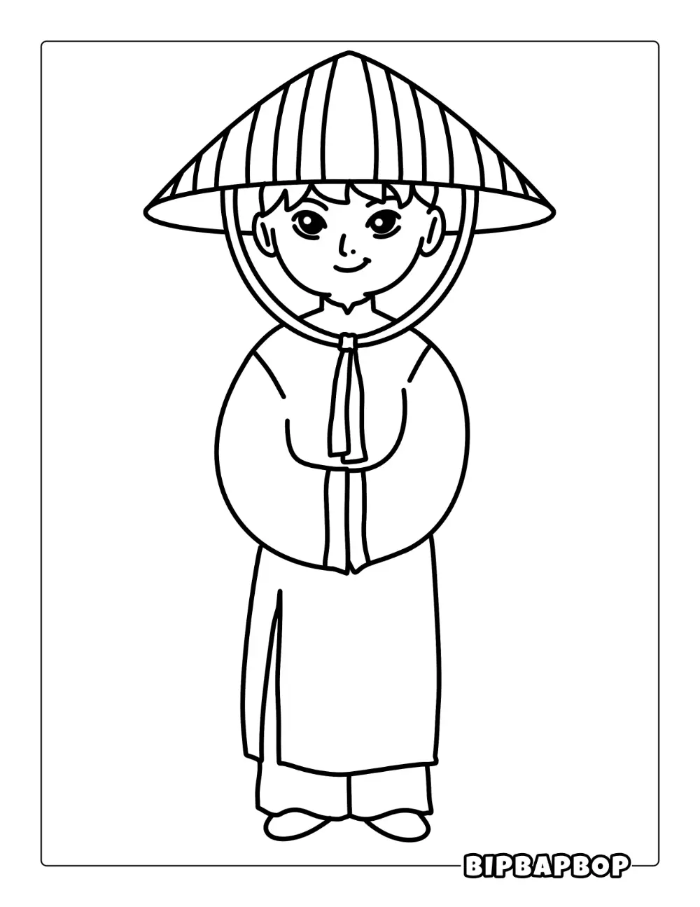 Vietnamese Boy Coloring Page