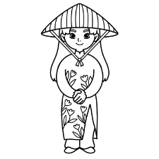 Vietnamese Girl Coloring Page