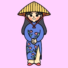 Vietnamese Girl Coloring Page